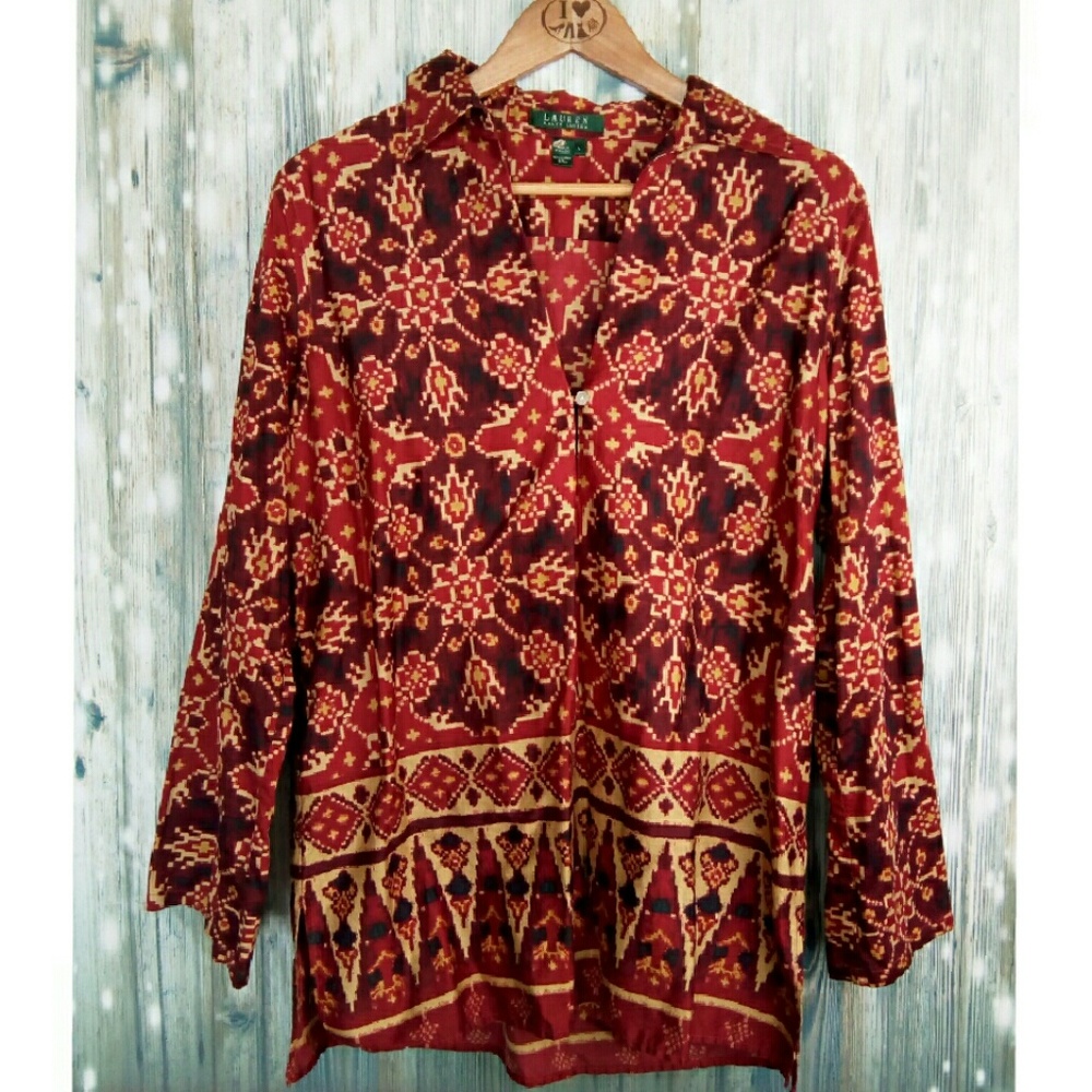 Lauren Ralph Lauren fall colors long sleeve red large